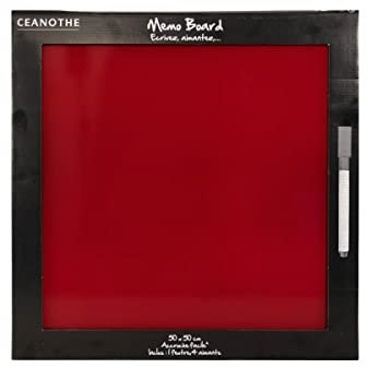 Ceanothe Tableau Mémo en Verre Rouge 50x50 cm - Magnétique et Effaçable à Sec - Livré avec Aimants et Feutre - Tableau Mural pour Cuisine, Bureau, ou Entrée - Marque Française