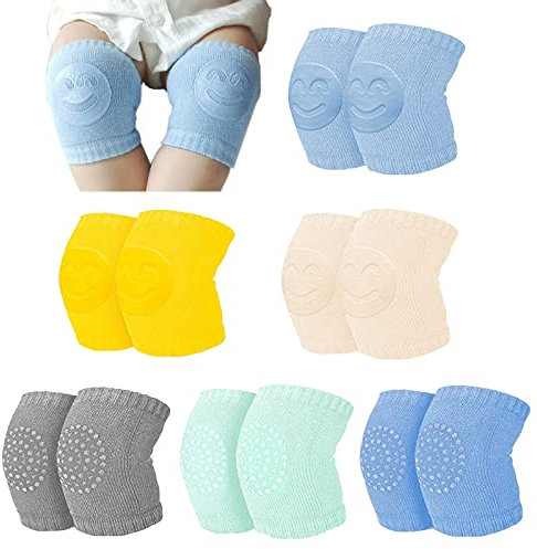 6 Pairs Baby Knee Pads for Crawling Anti Slip Cotton Toddler Kids Knee Protector for Walking Two Styles Differet Colors - S
