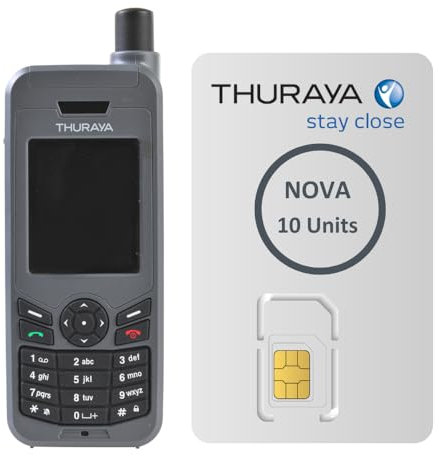 OSAT Telefono satellitare Thuraya XT-LITE + SIM Prepaid NOVA con 10 unità | Validità di 30 giorni | Copertura vocale e SMS per comunicazioni remote e di emergenza