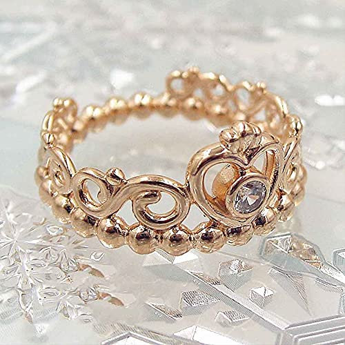 DJMJHG Rose Princess Tiara Royal Crown mit Kristallring für Frauen 925 Sterling Silber Ring Hochzeitsgeschenk Schmuck 10