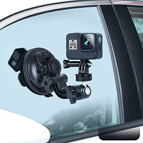 Lupholue Drehbare Saugnapfhalterung Kamerahalterung Handyhalter Compatible with Gopro Hero 13 12 11 10 9 8 7 6 5 Schwarz, Xiaomi Yi, DJI Osmo Action Kameras