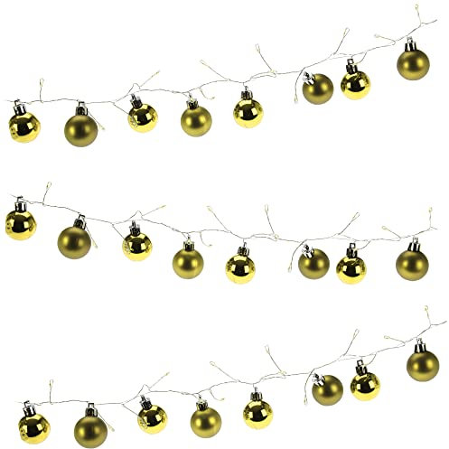 com-four® LED Lichterkette mit Weihnachtskugeln und Timer - beleuchtete Kugelgirlande für eine stimmungsvolle Weihnachtsdekoration - Weihnachtsdeko für Christbaum (01 Stück - goldfarben)