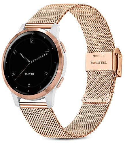 Issinlky Cinturino per Garmin Vivoactive 4S/Venu 2S/Venu 3S/Vivomove 3S, 18mm cinturino acciaio inossidabile per Fossil Donna Gen 6/Fossil Donna Q Venture HR Gen 4/Gen 3