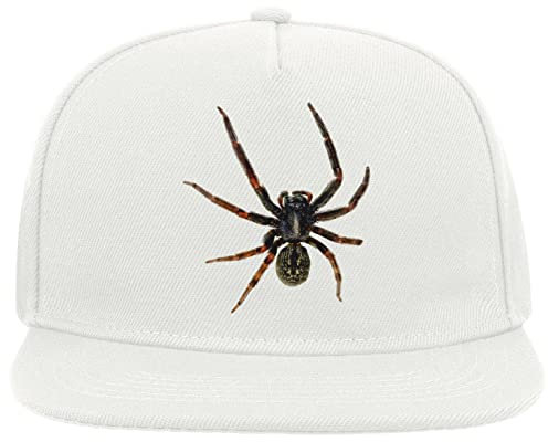 Creepy Spider Crawling Scary 5 Panel Snapback Flat Visor Cap Hat Baseballmütze Weiß
