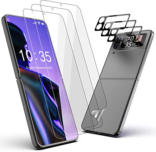 Protector de pantalla para Galaxy Z Flip 4, 3 películas interiores flexibles + carcasa de lente de cámara para Samsung Galaxy Z Flip 4 5G transparente