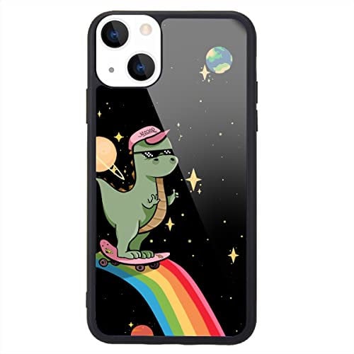 MAYCARI Cute Starry Dinosaur Phone Case Compatible with iPhone 14 Pro Max 6.7'', Hard Back Case with Soft TPU Bumper for Girls Children Women Protective Phone Case for iPhone 14 Pro Max