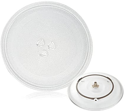 LIGUOYI Plato De Cristal Universals para Microondas 24.5cm De Diámetro, 27cm Plato Giratorio para Microondas, 360° Giratorio Microondas Plato con Anillo Giratorio Y Soporte, Estable, Antiabrasivo