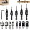 14 Pcs Fresa Legno Punte Trapano Kit,8 Pcs Frese per Tappi in Legno,5 Pcs 1/4 Punta con Svasatore per Legno, Con Chiave Angolare a L, per Legno Strumento di Elaborazione