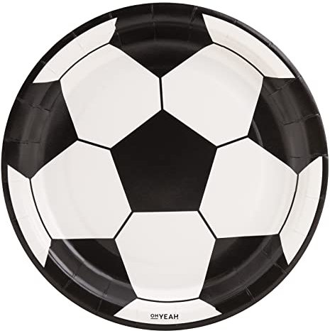 6 Unidades - Plato Llano Cartón Desechable de Ø 23 cm con tematica de fútbol - Decoración fiesta fútbol, decoración mesa fútbol, decoración fútbol. (Plato Ø 23 cm)