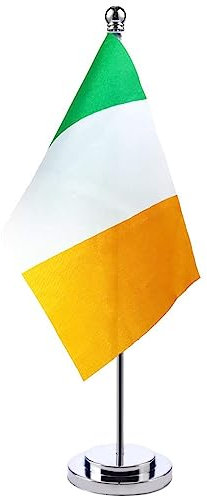 Ireland's Table Flag Irish Desktop Flag With Resistant Stainless Steel Stand Base Desk Ireland For Veteran Office Home International Conference Irish Theme Party Holiday Decorations