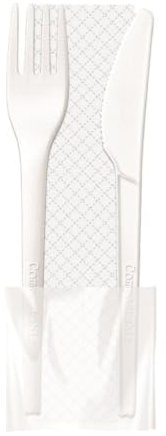 DOT Horeca Solutions 100 BIS posate CPLA biodegradabili e compostabili umido forchetta e coltello con tovagliolo monouso pla stoviglie bio eco friendly ristoranti bar pizzerie