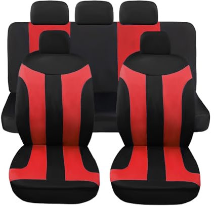 Susy Shop Universal-Sitzbezüge LS05 Set vorne und hinten für kleine mittelgroße Nutzfahrzeuge, nicht für SUVs geeignet (Rot)