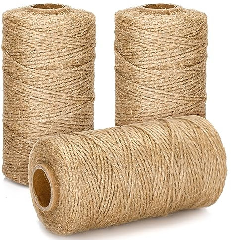 G2PLUS 1.5MM×300M Spago in Iuta Naturale,Cordoncino di Juta,Iuta Marrone Naturale Spago da Giardino a 2 Capi per Giardinaggio, Artigianato, Fai da Te, Decorazione e Natale Confezionamento Regalo