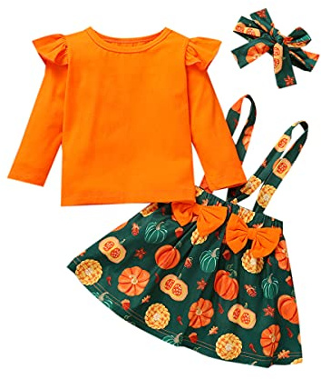 Gajaous Set di Costumi per Halloween - Body e Gonna a Tema Zucca per Neonati e Bambine in Età Prescolare