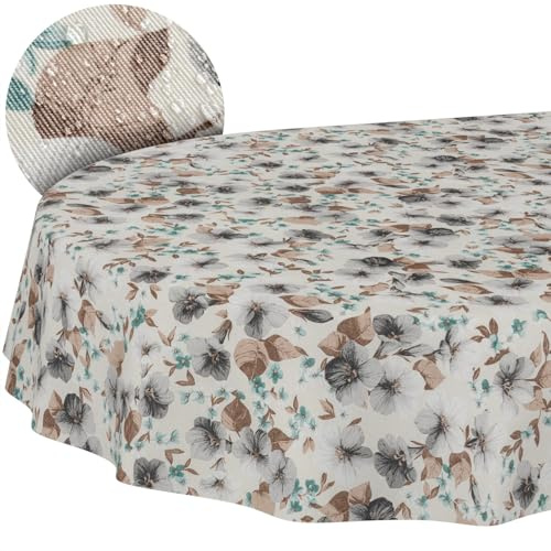 ANRO Tischdecke abwaschbar Silvia oval 180x140 cm Gartentischdecke | Tischwäsche aus beschichtetem Stoff – schmutz- & wasserabweisend, pflegeleicht – waschbar bei 30 °C