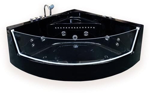 Bañera de hidromasaje negra 150 x 150 cm Cromoterapia con 8 chorros – Black Shark