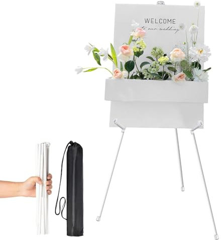 WANDGU Support de chevalet pour panneau de mariage, affiche, chevalet de mariage 169 cm, trépied de chevalet pliable portable en métal, chevalet réglable blanc pour mariage, peinture, spectacle