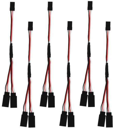 DiGiYes Servo Extension Cable, 6Pcs 15cm Male to 2 Female Y Harness Connector JST Plug Splitters Servo Cord Wire Fit for Futaba JR RC Car or Airplanes (1 Male to 2 Female)