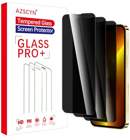 AZSCYN [3 Stück] Sichtschutz Schutzfolie für iPhone 13/13 Pro/14, Blickschutzfolie Privacy Screen, Anti-Spähen Gehärtetes Glas Folie Displayschutz, 9H Härte Anti-Spy Privacy panzer Schutz glas folie