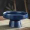 BURLOE Azul, Cuenco De Cerámica con Pie Decorativo, Pedestal Frutero Bandeja Frutas Postre Soporte para Servir Utensilios El Hogar Encimera Cocina Pieza Central Redonda