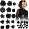 Lot de 21 pinces à cheveux en forme de rose - Style bohème - Pour mariée - Style hawaïen - Pour fête de mariage - Noir