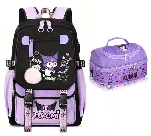 Roffatide Anime Drucken Business Casual Laptop Rucksack Mittagessack Schultern Reisen Wandern Tagessäcke Rucksack 17 Zoll D