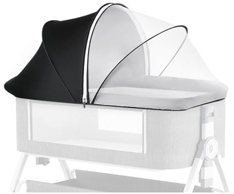 Liemuao Zanzariera per Culle Universale Zanzariera Letto Bebe con Paraluce Zanzariera Letto da Viaggio con Cerniera, Anti-UV Protezione Sole e Anti-Insetti per Neonati (nero)
