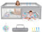 UISEBRT Laufstall Baby 180x200cmLaufgitter für Baby mit 50 Ocean Bällen & 4 Zugringen & Tragetasche, Faltbar Laufgitterzelt mit Atmungsaktivem Netz für Kinder, Grau mit Astronautenmotiven