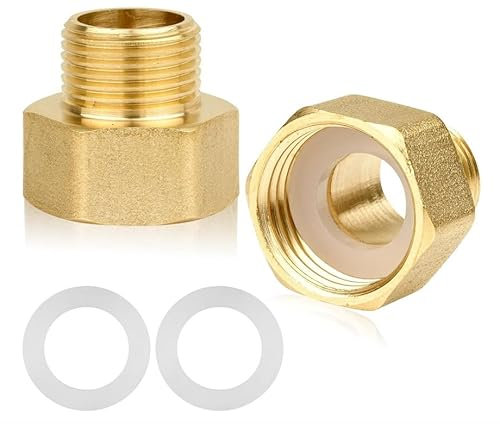 2 Stück Reduzierung 1/4 Zoll auf 3/8 Zoll,Reduzierverlängerung 1/4 Zoll Außen x 3/8 Zoll Innen aus Messing,AG/IG Reduzierstück mit Gummidichtung,Adapter für die Umwandlung von Rohrverbindungen
