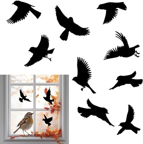 XUTONG Pegatina de ventana protección contra golpes de pájaros, pegatinas de cristal anticolisión de pájaros, pegatinas de ventana anticolisión, pegatinas de ventana en forma de pájaro, pegatinas de