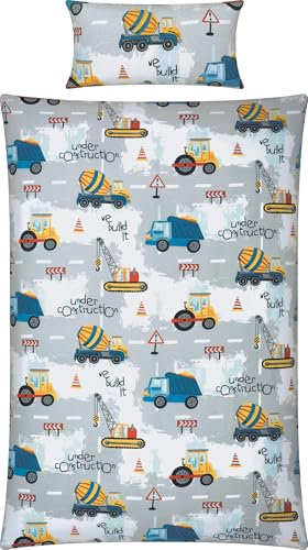 REDBEST Kinder-Bettwäsche Flanell grau Größe 1x 135x200 cm + 1x 40x80 cm