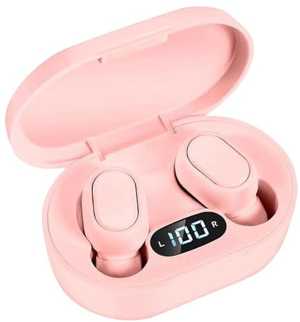 E7S - Auriculares inalámbricos Bluetooth TWS con cancelación de ruido con micrófono, pantalla LED de batería, mini auriculares deportivos para iPhone, Xiaomi, Lenovo (rosa)