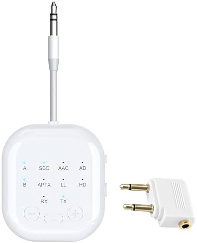 Comboss Bluetooth 5.3 Sender-Empfänger, 2-in-1-Wireless-Bluetooth-Adapter unterstützt bis zu 2 AirPods-Kopfhörer für Flugzeug, TV, PC, Fitnessstudio, Schalter, Auto, Heim-Stereoanlage