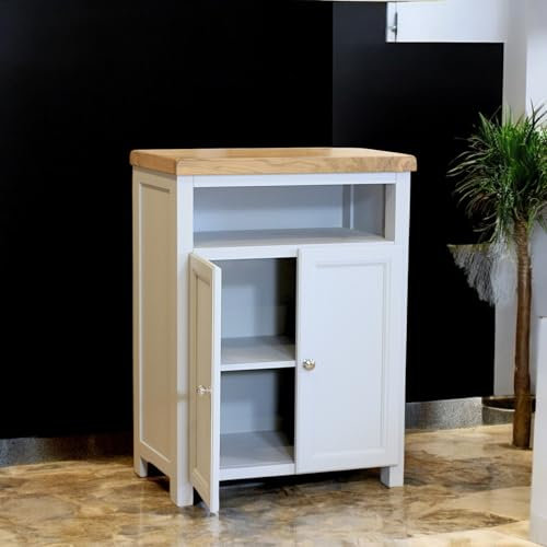 GROFurniture Shoe Storage Cabinet, Hallway Storage Unit, Oak Cupboard Organiser, Wooden Shoe Rack Painted Drinks Cabinet, Kitchen Cupboard, Hallway or Living Room Furniture (Grey 40D x 64W x 88H cm)