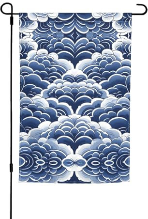 Blaue und weiße Gartenflagge, 30,5 x 45,7 cm, Gartendekoration, Flagge