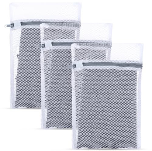 JIEYAO Bolsas de lavandería de malla, 3 bolsas de lencería para lavar prendas delicadas, bolsa de malla de panal de abeja con cremallera fuerte para lavadora, ropa interior, pantalones, brasieres y