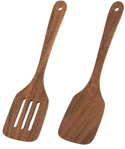2 Pcs Wooden Spatula for Cooking,Nonstick Pot Spoons,Wooden Kitchen Utensils Set,Wok Spatula(Size:12.2inch)