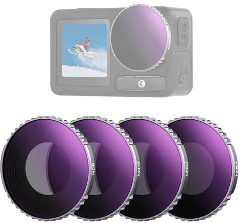 NEEWER ND Filter Set kompatibel mit DJI Osmo Action 4/Action 5 Pro (4er Pack), Anschrauben ND8 + ND16 + ND32 + ND64 Graufilter Filterset Action Kamera Zubehör, Mehrschichtiges optisches , FL-B04