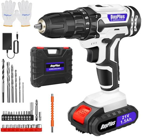 21V Cordless Drill, 45Nm Electric Screwdriver Set, Powerful Drill bit Sets, 2 Variable Speed, 25+1 Torque, LED Work Light, with 29PCS Accessories and Li-Ion Battery Combi Drill for Home DIY
