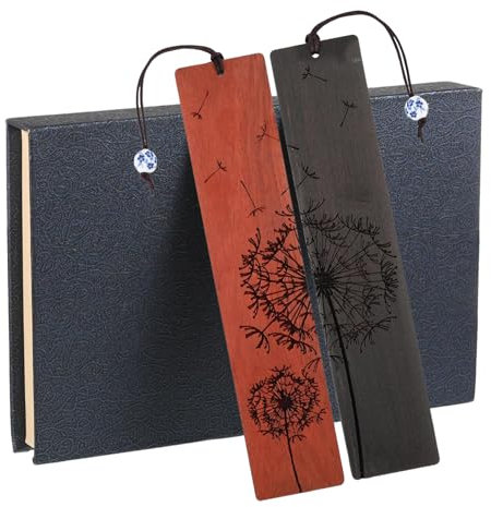 Lesezeichen,Lesezeichen Personalisiert,2 Stück Vintage Lesezeichen Holz mit Anhänger,Handgefertigte Bookmark Geschenkbox Set Bücher Zubehör Geschenk für Lehrer Schüler Männer und Frauen (2)