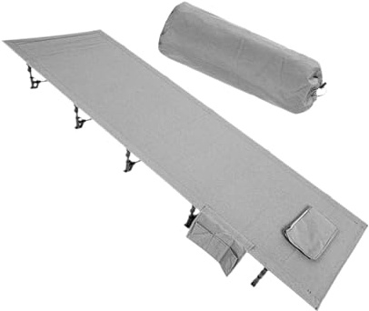 Zusammenklappbares Campingbett, leichtes Feldbett mit Tragetasche, Schlafbett, Outdoor-Bett für Mittagspause, Reisen, Wohnmobil, Rucksackreisen, Grau