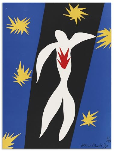 ARTland Wanddeko Wandbild Alu Verbundplatte für Innen & Outdoor Bild 90x120 cm Abstrakte Kunst Griechische Mythologie Der Sturz des Ikarus Jazz Klassische Moderne Henri Matisse U5LT
