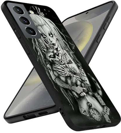Kompatibel mit Samsung Galaxy S25 Plus Hülle, Dark Horror Alternative Alice TPU Charm für weiche Schutzhülle