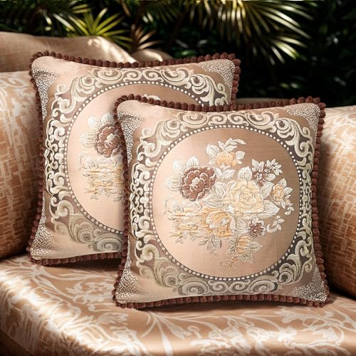 SZHELEJIAM Kissenbezug 50x50 cm, 2er Set Weiche Kissenhülle Dekokissenbezug Sofakissen Couchkissen Luxuriöser Jacquardstoff Dekorative Dekokissen für Couch, Sofa Bett, Schlafzimmer, Wohnzimmer