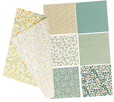 STOBOK Handgefertigtes Patchwork-Set Aus Baumwollstoff 7-teilig 25 X 25 cm Zum Nähen Basteln Für Quilten Und Heimprojekte