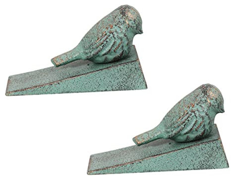 Uonlytech Cale-Porte Décoratif en Fonte Motif Oiseau Lot de 2 Antidérapant Vintage pour Maison et Jardin Accessoire Pratique