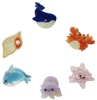 Nudaoz Graziosi fermagli per capelli a forma di animale dell'oceano, presa sicura, antiscivolo, ideali come regalo per donne e ragazze a forma di elefante bianco (multicolore, 5 cm)