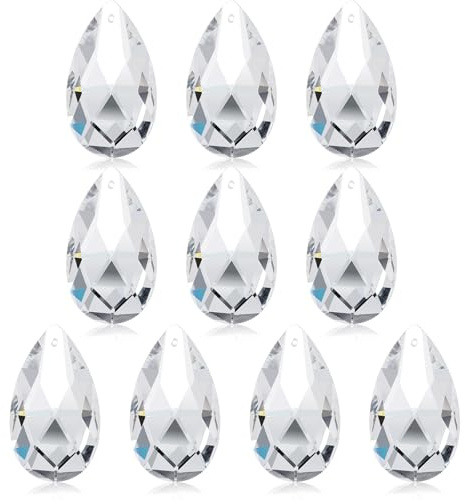Teouuas 10 Stück Kristalle zum Aufhängen, 38mm Prisma Sonnenfänger Kristall, Suncatcher Sonnenfänger Basteln für Fensterdeko, Kronleuchter Anhänger, Lichtfänger Kugel für Zuhause & Handwerksprojekte