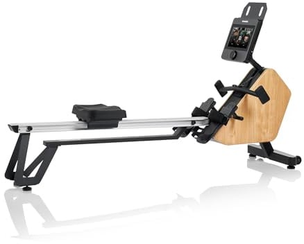 HAMMER Rudergerät RowTech Smart NorsK, edles Holz-Design, 10,0 Touch-Display, 20 Programme, innovativer Rudergriff