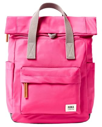 ROKA London Canfield Small Backpack – Sustainable Weather-Resistant Roll Top Rucksack for Women & Men – Recycled Canvas Backpack for Work, Travel, Commuting & Everyday Use (Granita Red)